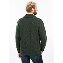 Alternate image for Irish Cardigan | Merino Wool Aran Cable Knit Shawl-Collar Mens Cardigan