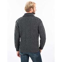 Alternate image for Irish Cardigan | Merino Wool Aran Cable Knit Shawl-Collar Mens Cardigan