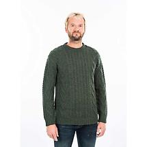 Alternate image for Irish Sweater | Merino Wool Traditional Aran Knit Crew Neck Mens Sweater