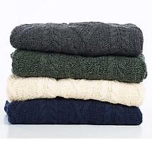 Alternate image for Irish Sweater | Merino Wool Aran Knit Shawl Collar Single Button Mens Sweater