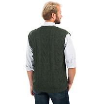 Alternate image for Irish Cardigan | Merino Wool Aran Knit Sleeveless Mens Cardigan