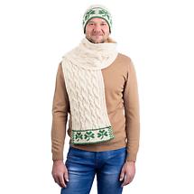 Alternate image for Irish Scarf | Aran Cable Knit Merino Wool Shamrock Mens Scarf