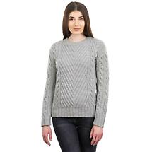 Irish Sweater | Merino Wool Crew Neck Ribbed Ladies Sweater Product Image