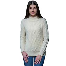 Alternate image for Irish Sweater | Merino Wool Turtle Neck Aran Ladies Sweater