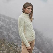 Alternate image for Irish Sweater | Merino Wool Turtle Neck Aran Ladies Sweater
