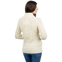 Alternate image for Irish Cardigan | Merino Wool Side Zip Ladies Aran Knit Cardigan