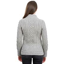 Alternate image for Irish Cardigan | Merino Wool Side Zip Ladies Aran Knit Cardigan