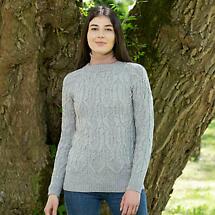 Alternate image for Irish Sweater | Crew Neck Aran Knit Ladies Sweater