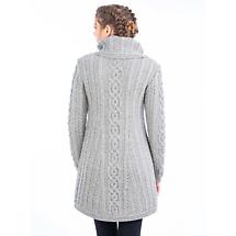 Alternate image for Irish Coat | Aran Knit 4 Button Collar Ladies Coat
