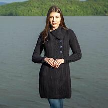 Alternate image for Irish Coat | Aran Knit 4 Button Collar Ladies Coat