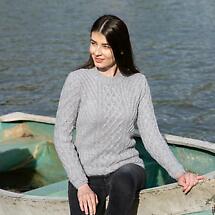Alternate image for Irish Sweater | Aran Knit Tunic Ladies Sweater