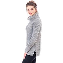 Alternate image for Irish Sweater | Ribbed Cable Knit Turtleneck Ladies Sweater