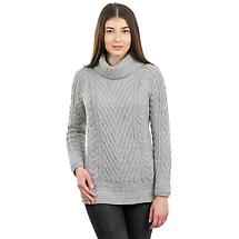 Alternate image for Irish Sweater | Ribbed Cable Knit Turtleneck Ladies Sweater