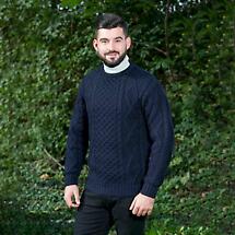 Alternate image for Irish Sweater | Aran Knit Crew Neck Mens Sweater