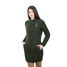 Alternate image for Irish Cardigan | Long Aran Cable Knit Side Zip Ladies Cardigan