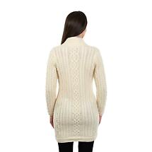 Alternate image for Irish Cardigan | Long Aran Cable Knit Side Zip Ladies Cardigan