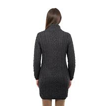 Alternate image for Irish Cardigan | Long Aran Cable Knit Side Zip Ladies Cardigan