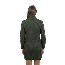 Alternate image for Irish Cardigan | Long Aran Cable Knit Side Zip Ladies Cardigan