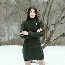 Alternate image for Irish Cardigan | Long Aran Cable Knit Side Zip Ladies Cardigan