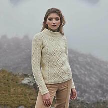 Alternate image for Irish Sweater | Aran Cable Knit Round Neck Ladies Sweater