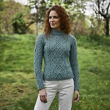 Alternate image for Irish Sweater | Aran Cable Knit Round Neck Ladies Sweater