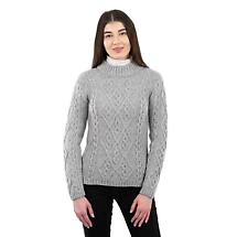 Alternate image for SALE | Irish Sweater | Aran Cable Knit Round Neck Ladies Sweater