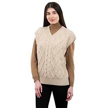 Irish Sweater | Oversized Aran Cable Knit Vest Product Image