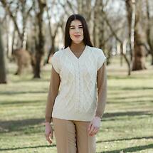 Irish Sweater | Oversized Aran Cable Knit Vest Product Image