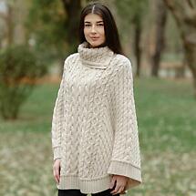 Alternate image for Irish Shawl | Ladies Cowl Neck Button Poncho