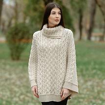 Alternate image for Irish Shawl | Ladies Cowl Neck Button Poncho