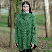 Alternate image for Irish Shawl | Ladies Cowl Neck Button Poncho