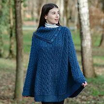 Alternate image for Irish Shawl | Ladies Cowl Neck Button Poncho