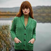 Alternate image for Irish Cardigan | Ladies Aran Knit Shawl Neck Cardigan