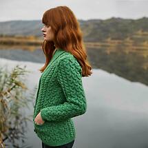 Alternate image for Irish Cardigan | Ladies Aran Knit Shawl Neck Cardigan