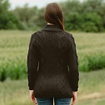 Alternate image for Irish Cardigan | Ladies Aran Knit Shawl Collar Cardigan