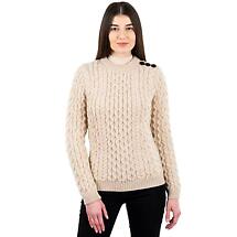 Irish Sweater | Ladies Side Button Aran Knit Sweater Product Image