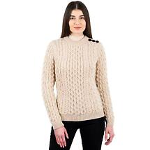 Alternate image for Irish Sweater | Ladies Side Button Aran Knit Sweater