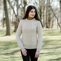 Alternate image for Irish Sweater | Ladies Side Button Aran Knit Sweater