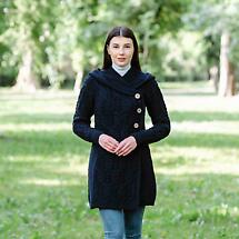Alternate image for Irish Coat | Ladies Aran Leaf Cable Knit Coat