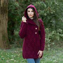 Alternate image for Irish Coat | Ladies Aran Leaf Cable Knit Coat