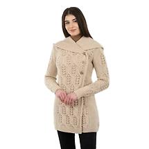 Alternate image for Irish Coat | Ladies Aran Leaf Cable Knit Coat