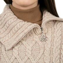 Alternate image for Irish Shawl | Aran Knit Cowl Neck Trinity Zip Poncho