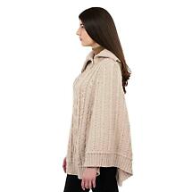 Alternate image for Irish Shawl | Aran Knit Cowl Neck Trinity Zip Poncho