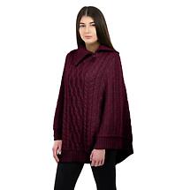 Alternate image for Irish Shawl | Aran Knit Cowl Neck Trinity Zip Poncho