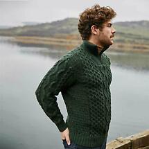 Alternate image for Irish Cardigan | Mens Aran Knit Half-Zip Cardigan