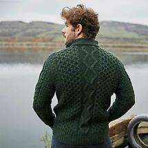 Alternate image for Irish Cardigan | Mens Aran Knit Half-Zip Cardigan