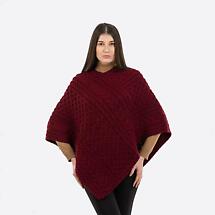 Irish Shawl | Ladies Honeycomb Cable Knit Poncho Product Image