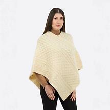 SALE | Irish Shawl | Ladies Honeycomb Cable Knit Poncho Product Image