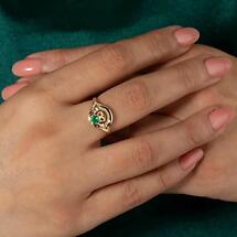 Alternate image for Claddagh Ring - Ladies Yellow Gold Claddagh Ring with Emerald