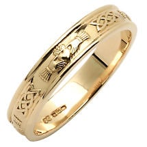 Irish Wedding Ring - Men's Narrow Corrib Claddagh Wedding Band Product Image